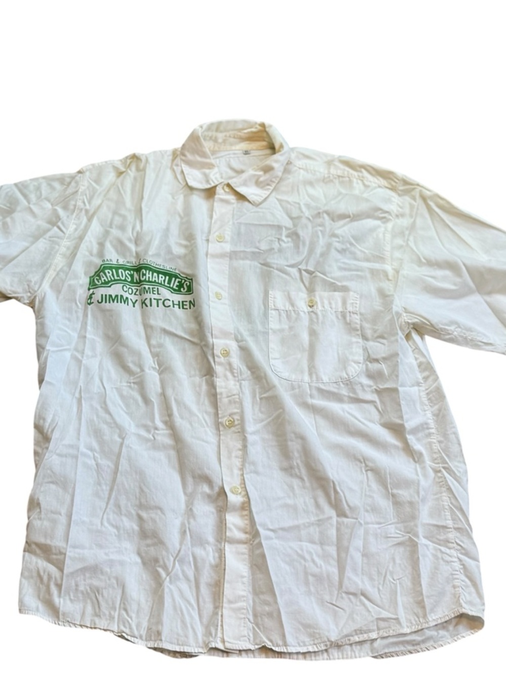 Vintage 90s Carlos'N Charlie's Shirt Mens XL Graphic Print Button S/S WAIT..er! - Picture 2 of 8